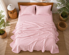 100 Linen Flax Beige Tan Blush Pink DUVET Cover Queen - Simple Opulence