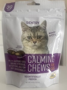 2 New Pouches Sentry Calming Chews for Cats 4 oz Stress Relief  for Anxious Cats