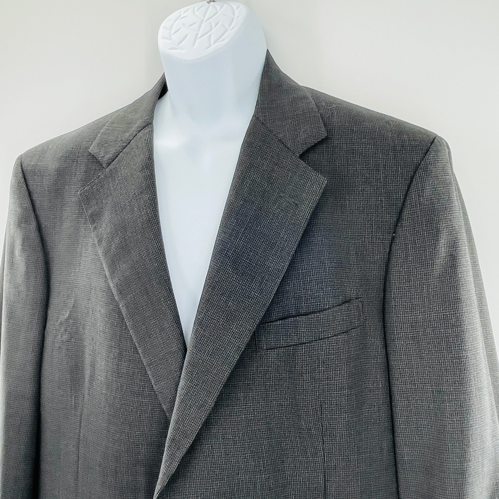 Brooks Brothers Brooks Ease Gray Check Wool Classic Career Blazer Men's 42 R thumbnail 2