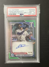 2024 Sebastian Walcott 1st Bowman Chrome Auto Green Lava /99 PSA 10 Gem Rangers