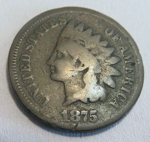 Nice Semi Key 1875 Indian Head Penny Cent Good G Natural Toning Free Shipping
