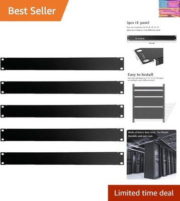 1U Blank Panel Rack Mount Spacer Filler Panel 19'' Black Rack Blanking Blind P...