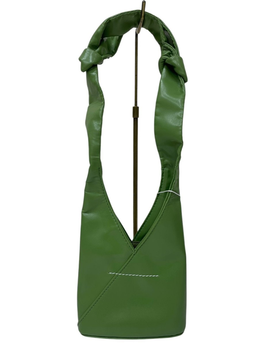 【超激レア】Maison Martin Margiela バッグ ⑪ グリーン MM6 Maison Margiela Knot-Detailed Green Faux Leather Mini Tote Bag