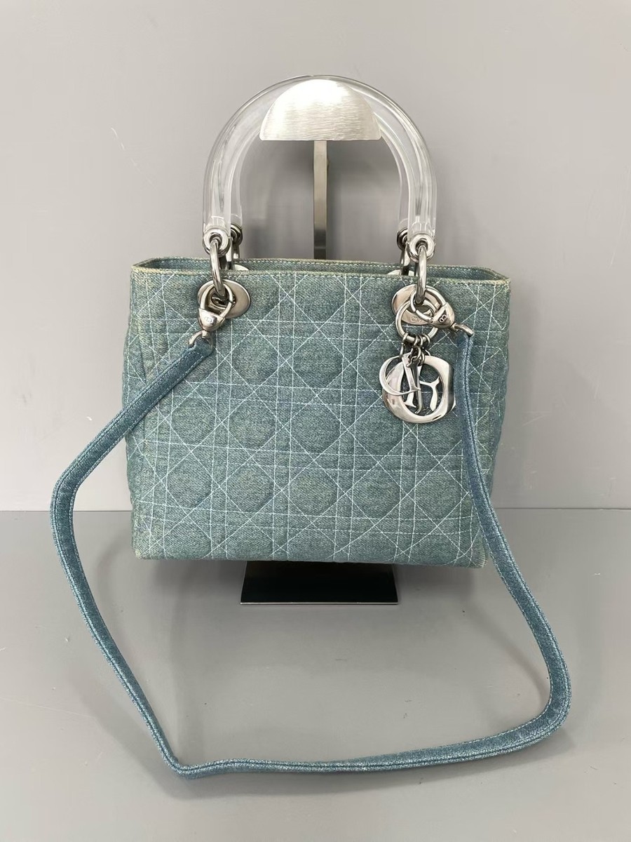 Christian Dior Vintage Denim Lady Bag with Acrylic Handles - Light