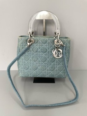Christian Dior Vintage Denim Lady Bag with Acrylic Handles - Light