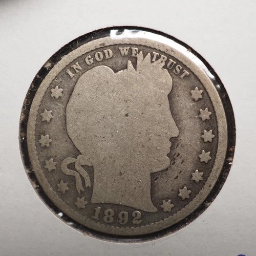 1892   *S *  BARBER SILVER QUARTER  ***NICE*** FREE SHIPPING   C2105