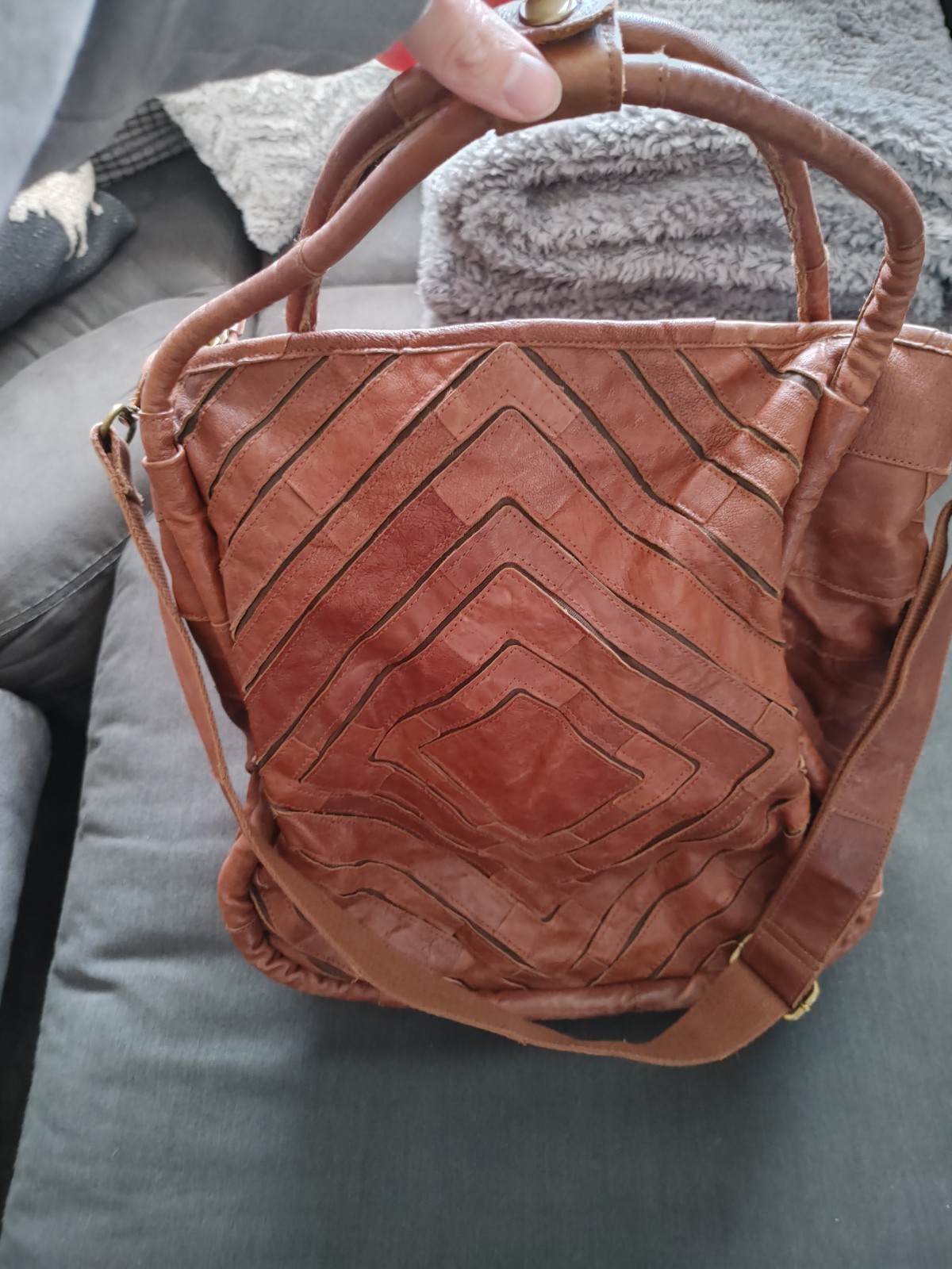 LOST & FOUND  BROWN PREMIUM LEATHER PATCHWORK CRO… - image 2