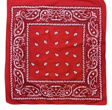 Vintage Red Paisley Bandana Handkerchief Colorfast RN13960 100 Cotton