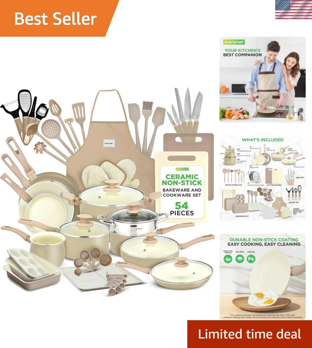 Complete 54-Piece Marble Non-Stick Kitchen Collection - Versatile and Elegant