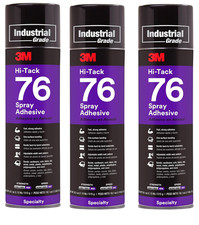 3M Hi-Tack 76 Spray Adhesive, Clear, 18.1 oz Aerosol Can, Industrial, 3-Pack
