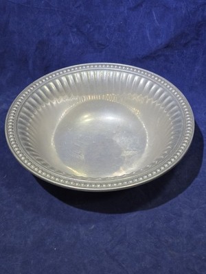Vintage RWP Wilton Armetale Pewter Ribbed Serving Salad Bowl - Large 12''
