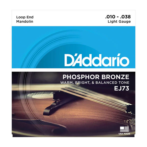 Струны для мандолины D addario EJ73 Фосфористая бронза Светлые 10-38 2290₽