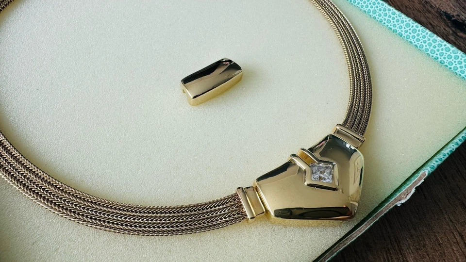 Pierre Lang Magnetcollier Kette Halsreif Gold Strick Magnet Collier 2 Motive - Bild 2 von 4