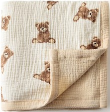 2 Layers Muslin Cotton Baby Blankets - Teddy Bear Toddler Quilt Crib Blanket ...