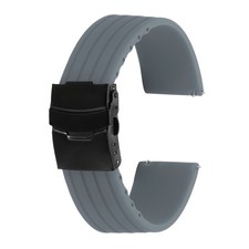 Silicone Watch Bands 24mm Soft Watch Bands with Black Snap Buckle, Gray