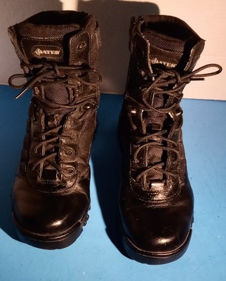 Women's-Work Boots-Bates-7.5-Wide-Black-Slip/Oil Resistant-Zipper/Lace-pre-owned