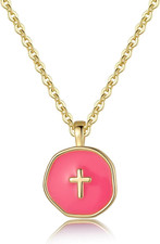 Colorful Cross Necklace for Women Girls, Valentines Day  Birthday  First Commu