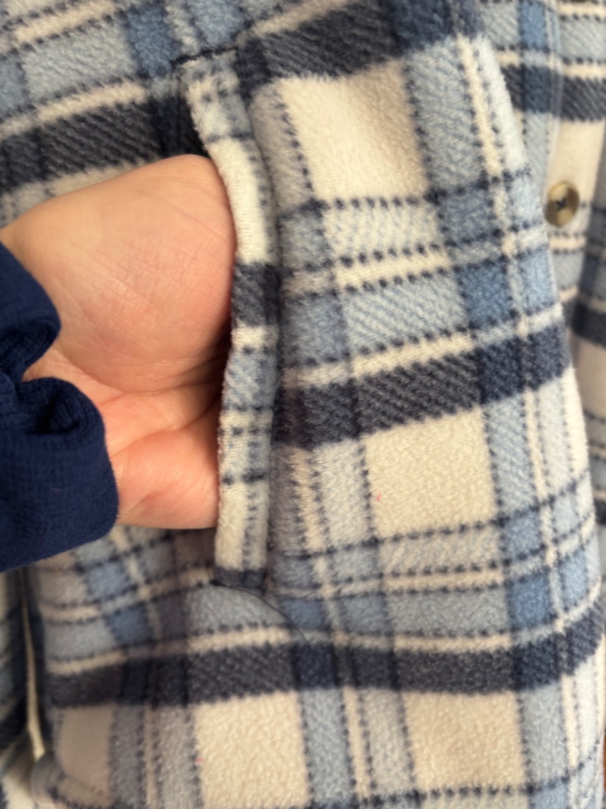 Sage Collective Sherpa Lined Shacket Sz XL Blue Plaid Flannel Jacket Casual Cozy