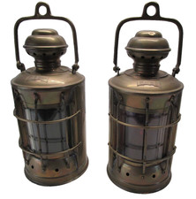 VTG Port & Starboard Brass Lanterns Boat Ship Maritime Electric LIGHTED Bar Ware