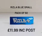Genuine Rizla Blue Small Standard Size Rolling Papers Pack of 50 Booklets