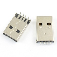 5Pcs USB 2.0 Type A 4Pin Male Right Angle Panel Mount DIP Connector For   *lh