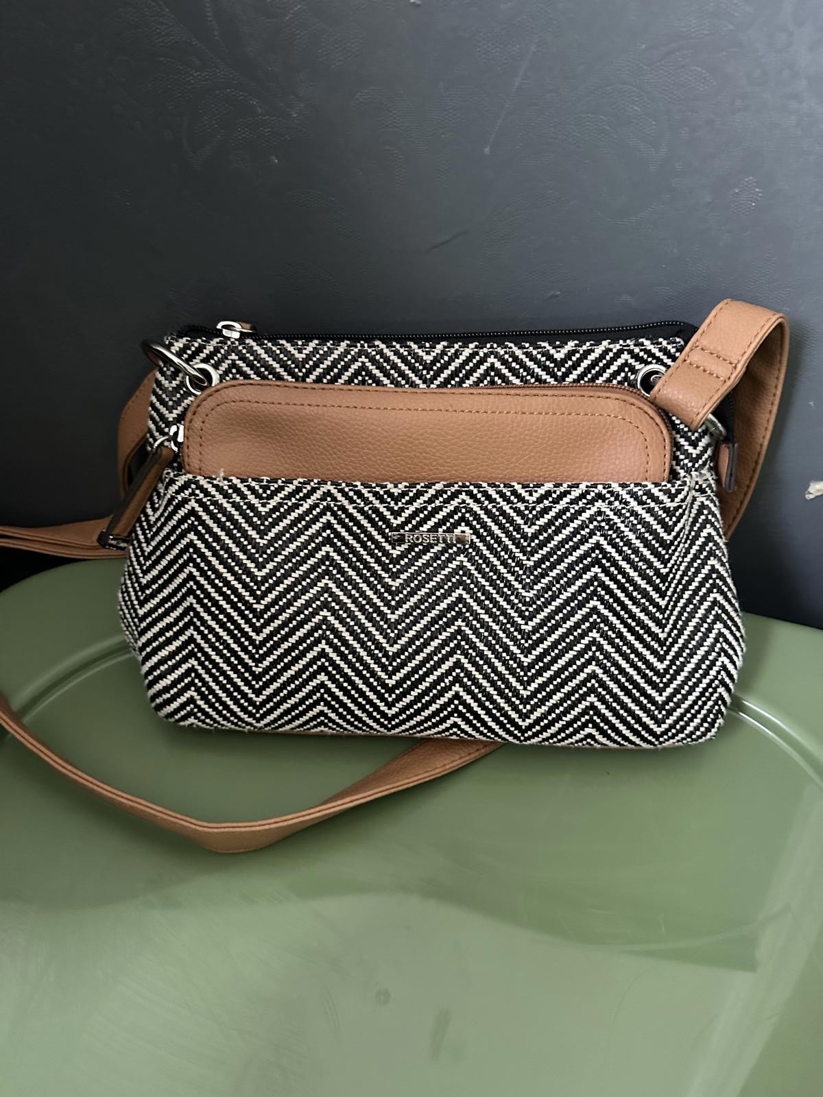 Chic Rosetti Herringbone Pattern Crossbody Bag - image 2