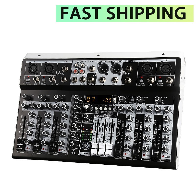 KP8 8-Channel Multifunctional Audio Mixer Built-in 16 Digital