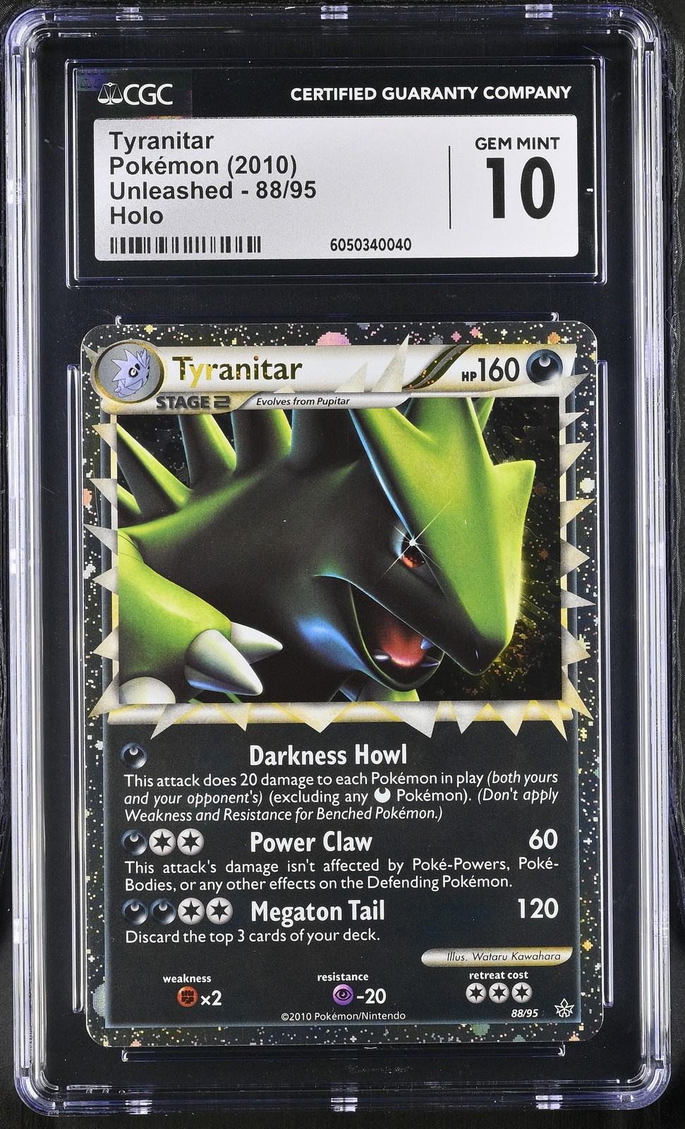 CGC 10 GEM MINT Tyranitar Prime Unleashed 88/95 Holo Pokemon Card