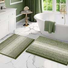 BSICPRO Bathroom Rugs and Mats Sets, 2 Piece Thick Absorbent Chenille Bath Mat R