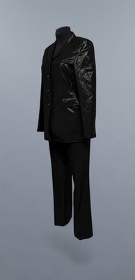 Jil Sander Women's Black Shimmer Suit Blazer Set 38 M Vintage Minimalist Luxury