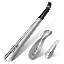 ZOMAKE Shoe Horn Long Handle for Boots 2 Pack- 16.5  7.5  3.9 inch, Silver