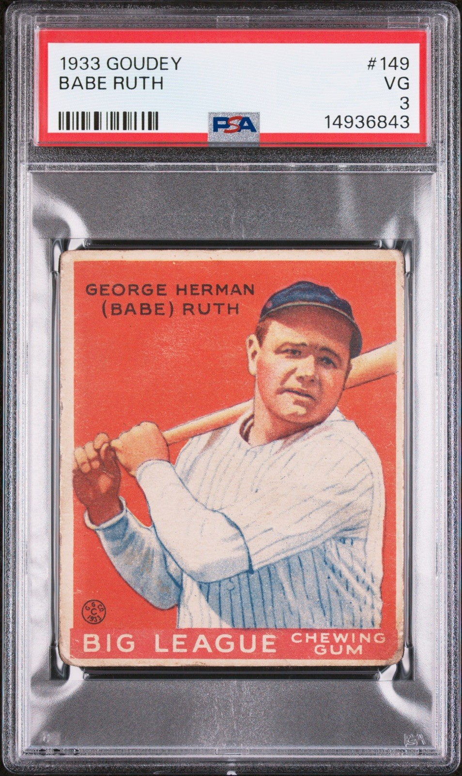 1933 Goudey Babe Ruth #149 PSA 3 view 1