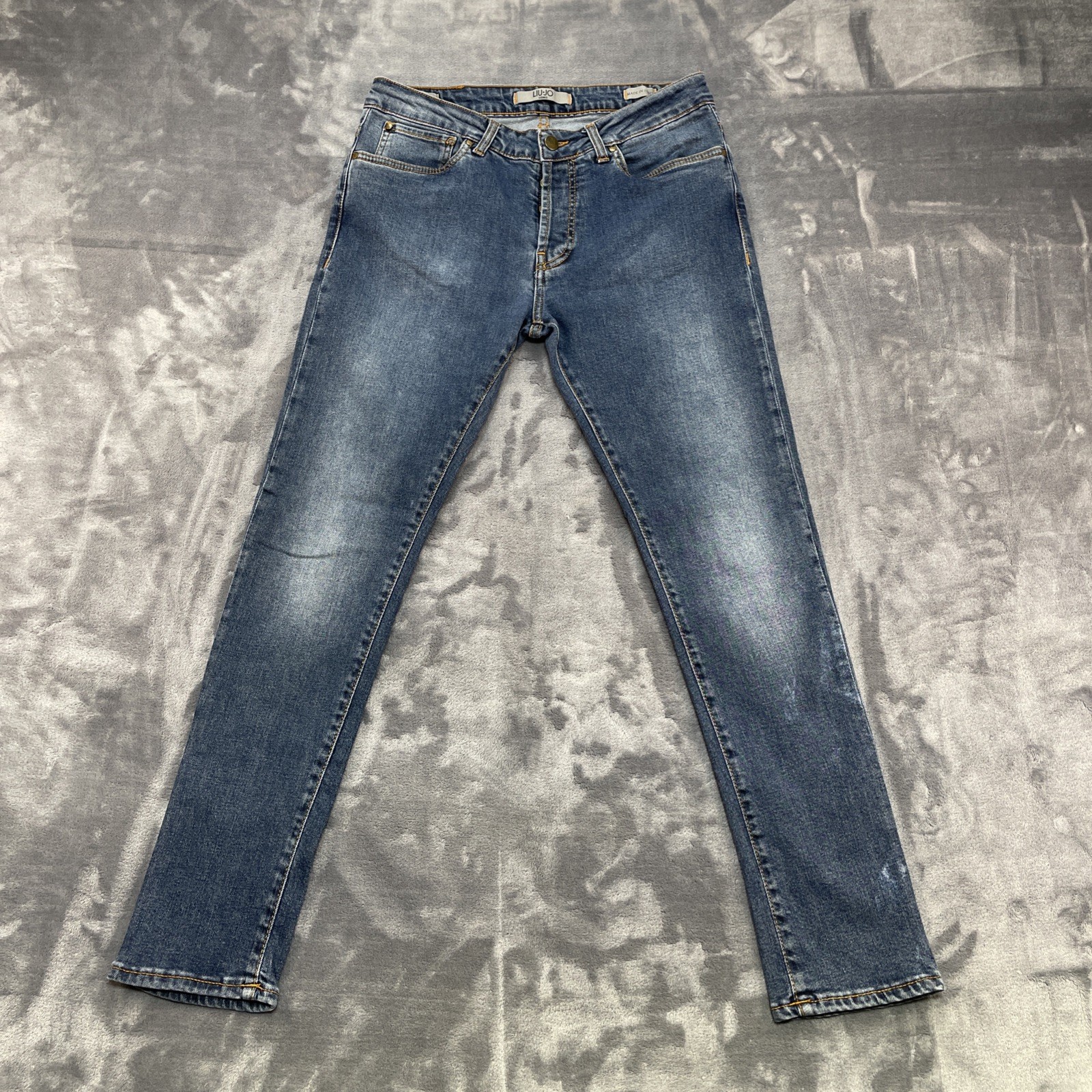 LIU JO Womens Skinny Jeans W32 L30 Cotton Blue With Button Fly