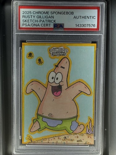 PATRICK STAR 2025 TOPPS CHROME SPONGEBOB SKETCH CARD AUTO 1/1 PSA AUTH Q3420