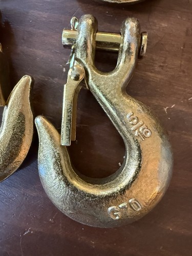 4X G70 5/16" Clevis Slip Hooks w/Latch Flatbed Truck Trailer - Picture 2 of 3