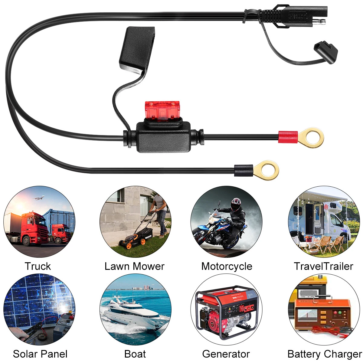 Battery Cable Tender Terminal Ring Sae Connector Harness Charger Extension Cord Battery Cable Tender Terminal Ring Sae Connector Harness Charger Extension Cord