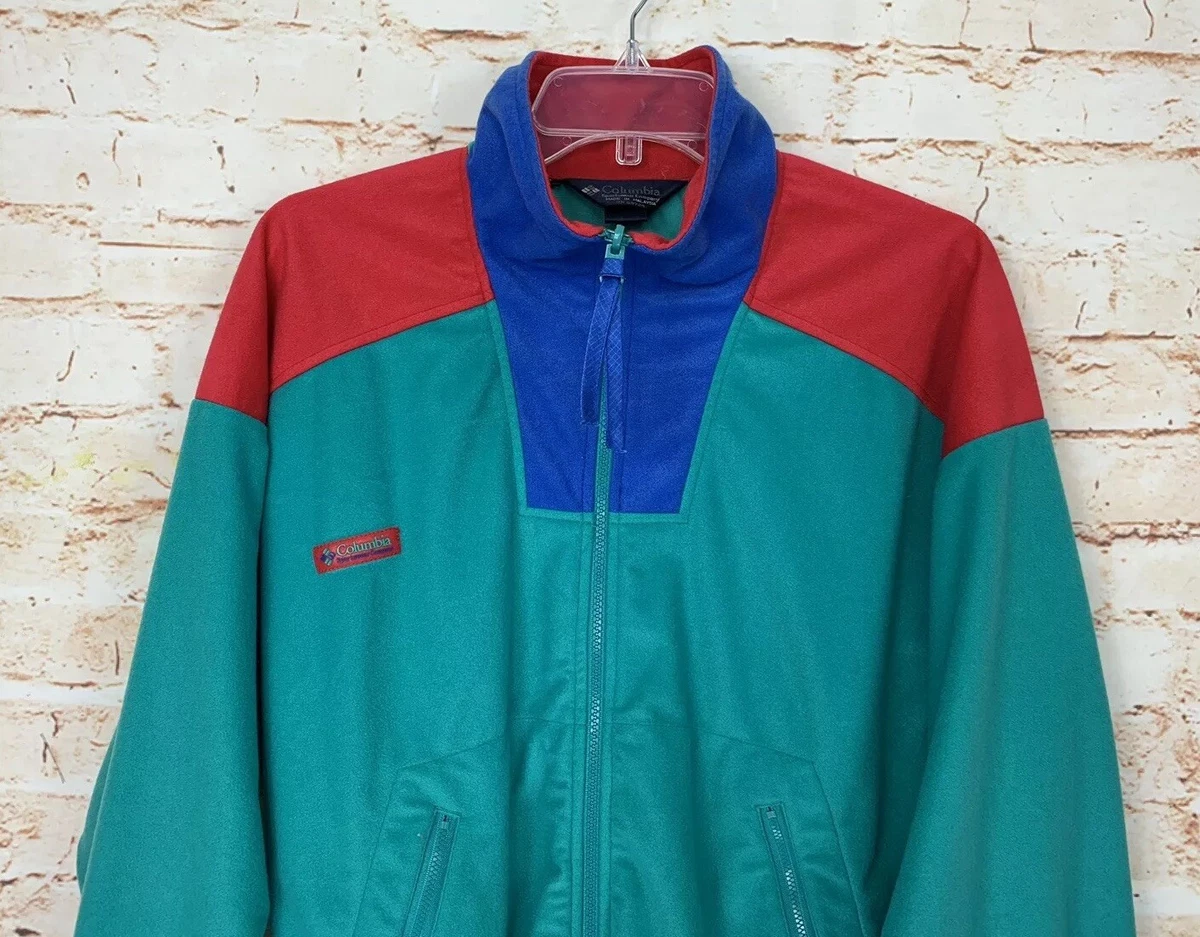 Vintage 80s 90s Columbia Radial Sleeve Fleece Jacket Full Zip Up Men's Sz M