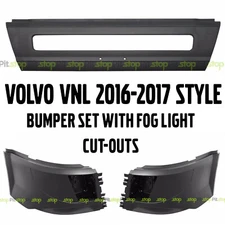VOLVO VNL 2016-17 STYLE BUMPER SET WITH FOG CUT-OUT LEFT RIGHT CENTER