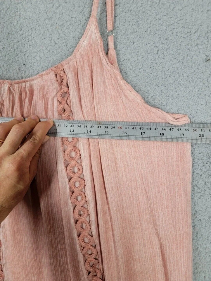 Túnica boho crochet ribete pequeña sin mangas camiseta sin mangas con volantes peplum fácil Foto 4 de 4