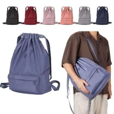 Men Women Waterproof Drawstring Bag Gym Hiking Travel Shoulder Backpack Casual