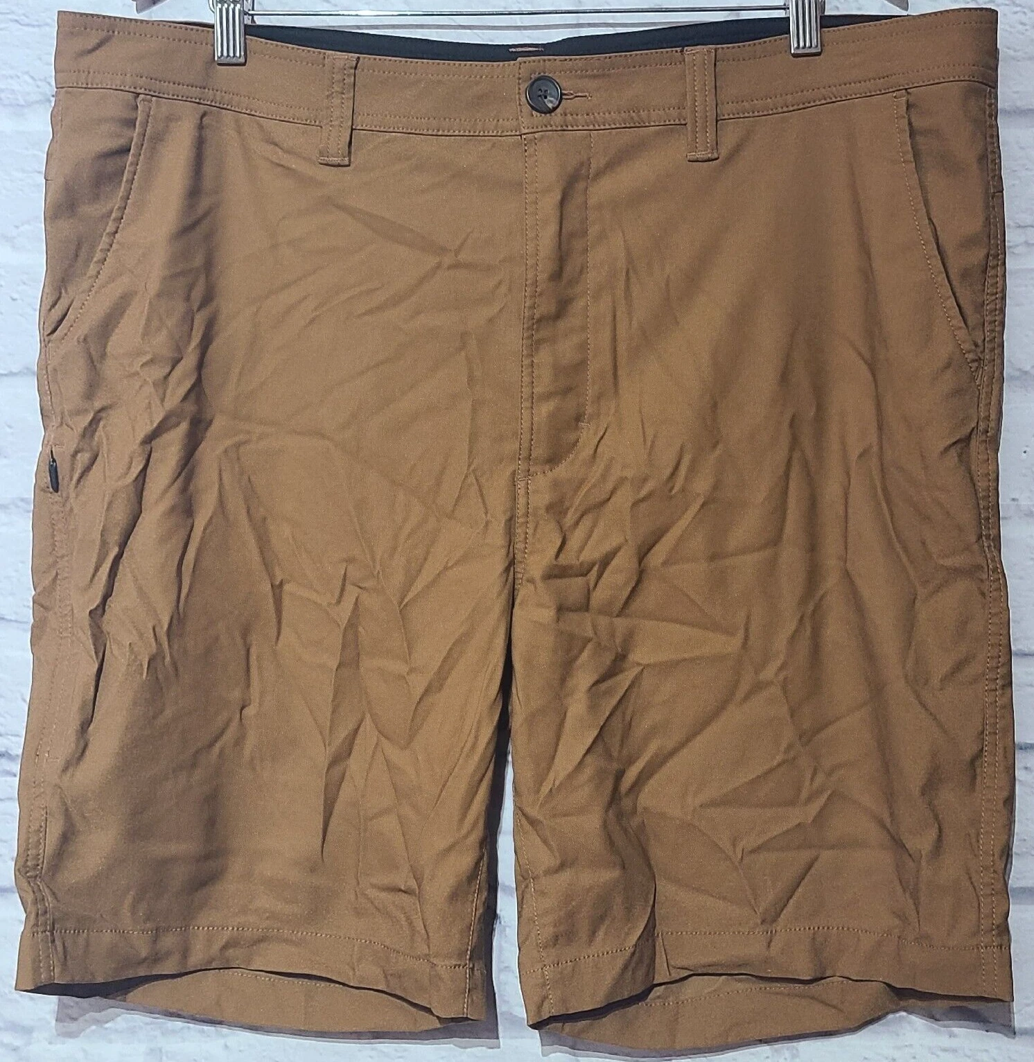 Prana Alameda Hiking Shorts Men's Size 40 Cafe Brown Flat Front Pockets Stretch