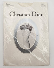 NEW Vtg Christian Dior Romantic Lace Top Stockings Alabaster Sz. 2 Sandalfoot