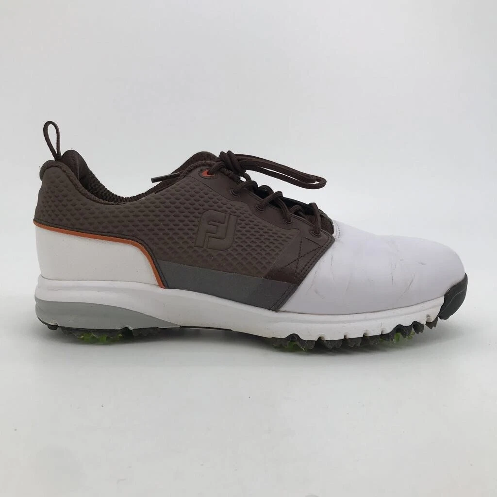 Footjoy Mens Contourfit Golf Shoes White 54096 Brown Saddle Low