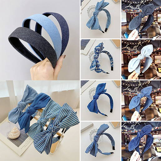 Womens Denim Knotted Headbands Jean Headband Hair Band