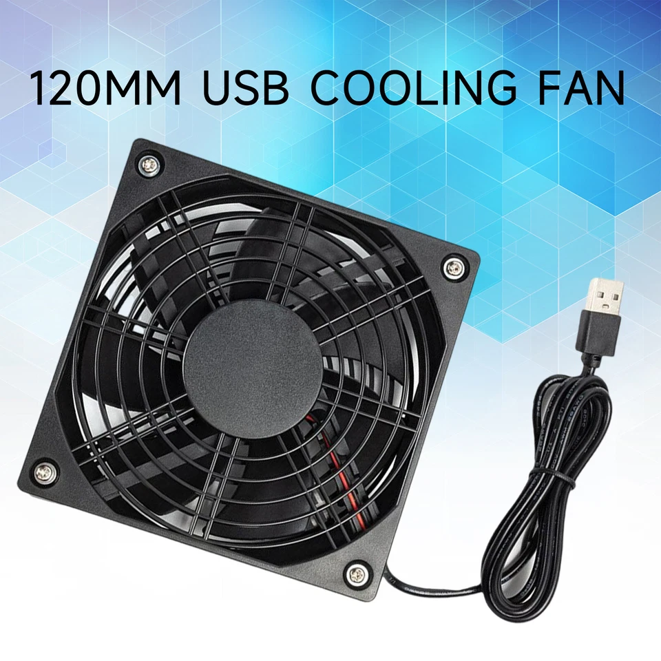 2500RPM USB Cooling Fan Stand Silent Cooler 120mm for Router Modem Cable TV Box - Image 3 of 4