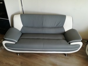 Détails Sur Canapé 3 Et 2 Places Gris Et Blanc Neuf