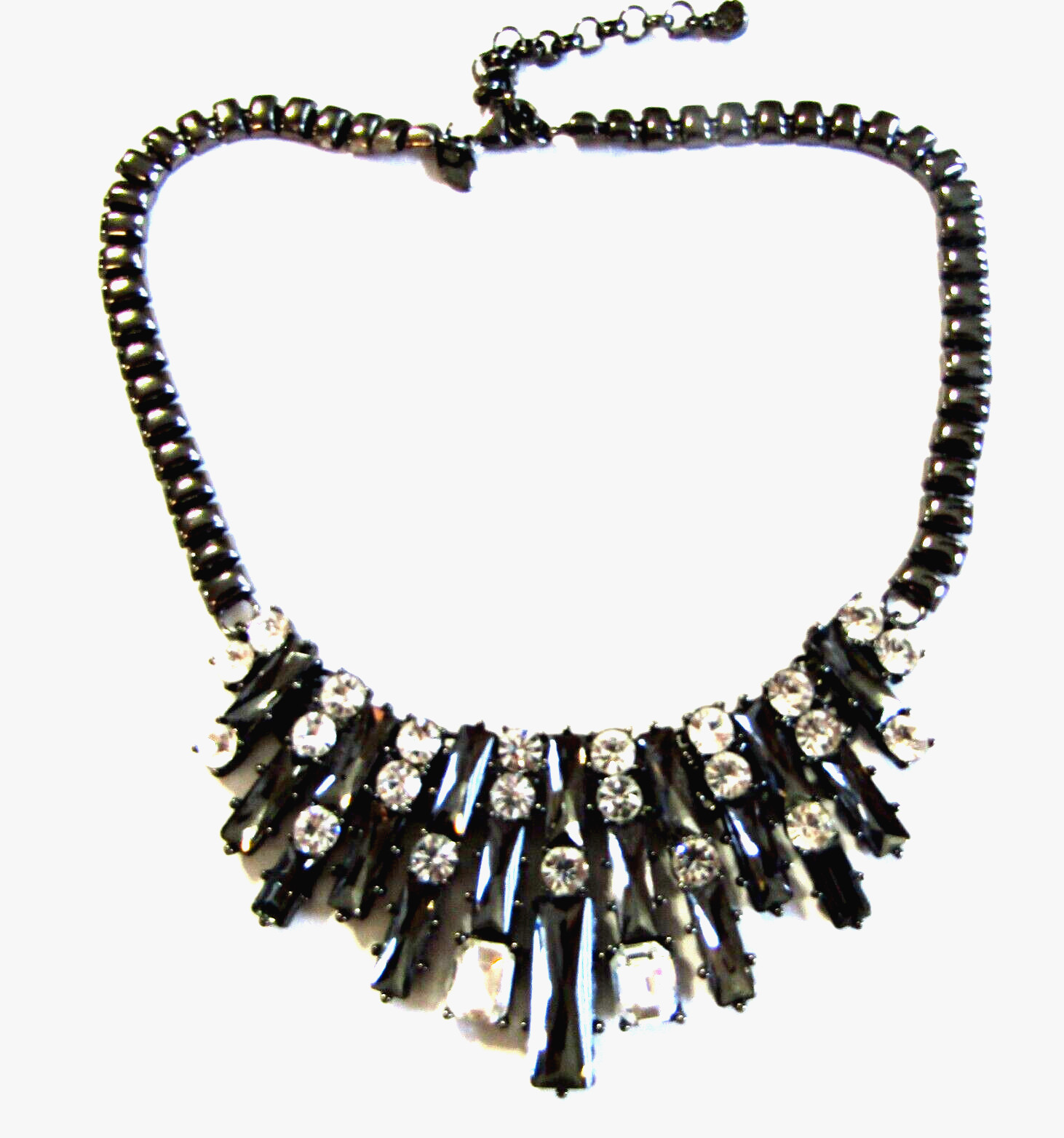Black Crystal Hematite Bead Statement Necklace - image 1