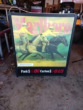 RARE VINTAGE 1997 MARLBORO DOUBLE SIDED ELECTRIC LIGHT UP SIGN WORKING 30" X 26"