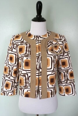 ZARA BASIC 50s Retro Sunflower Yellow Brown Floral Blazer Coat Jacket Sz Small - Image 1 of 4