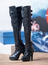 1/3 SD13/GR/DD BJD DOLL Shoes Buckle Knee-high Boots High Heels Black PU Leather
